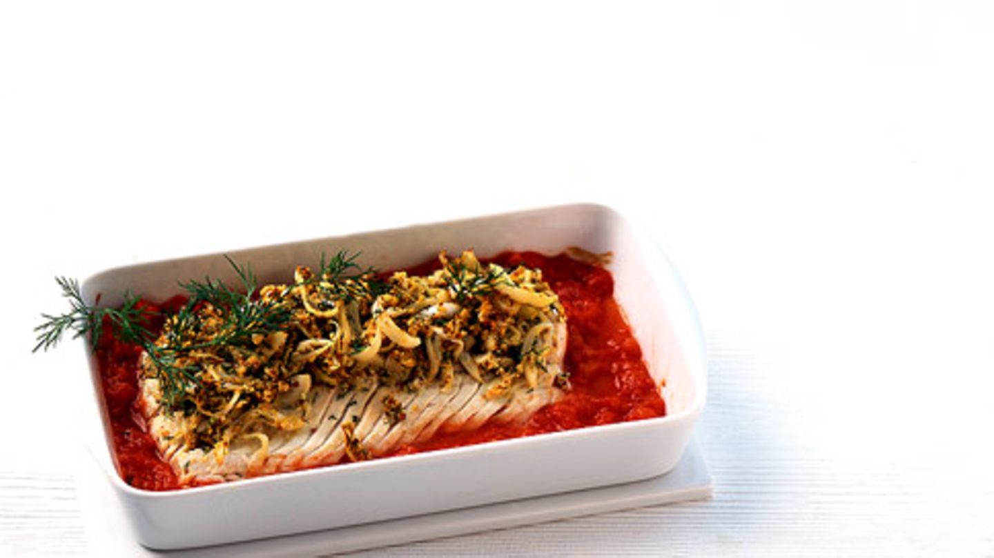 Seelachsfilet mit Zwiebelkruste Rezept