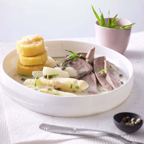 Spargelragout mit Kalbszunge