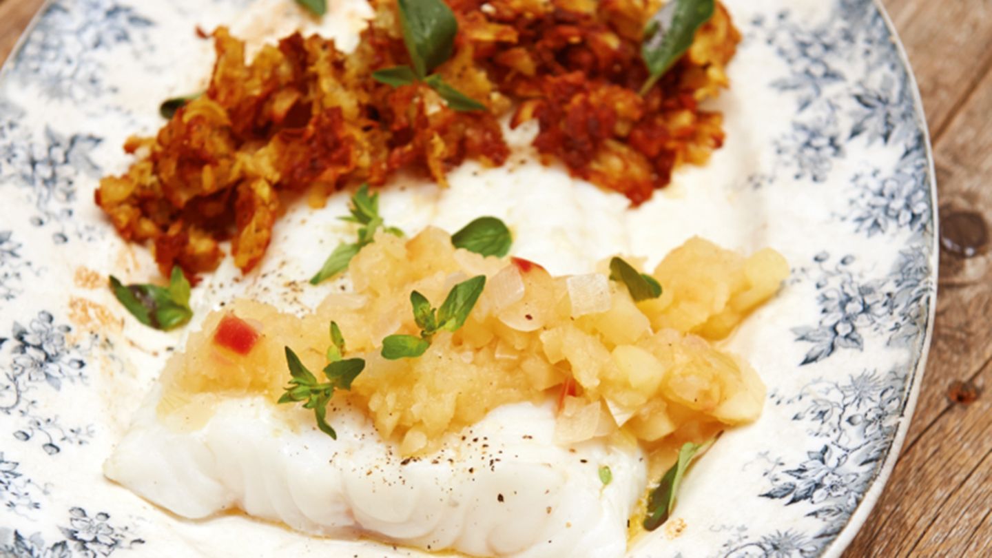 Kabeljau mit Apfelkompott Rezept
