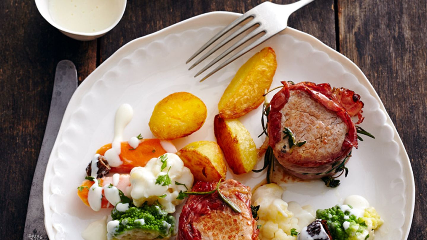 Schweinefilet mit Gemüse und Zitronen-Béchamel Rezept