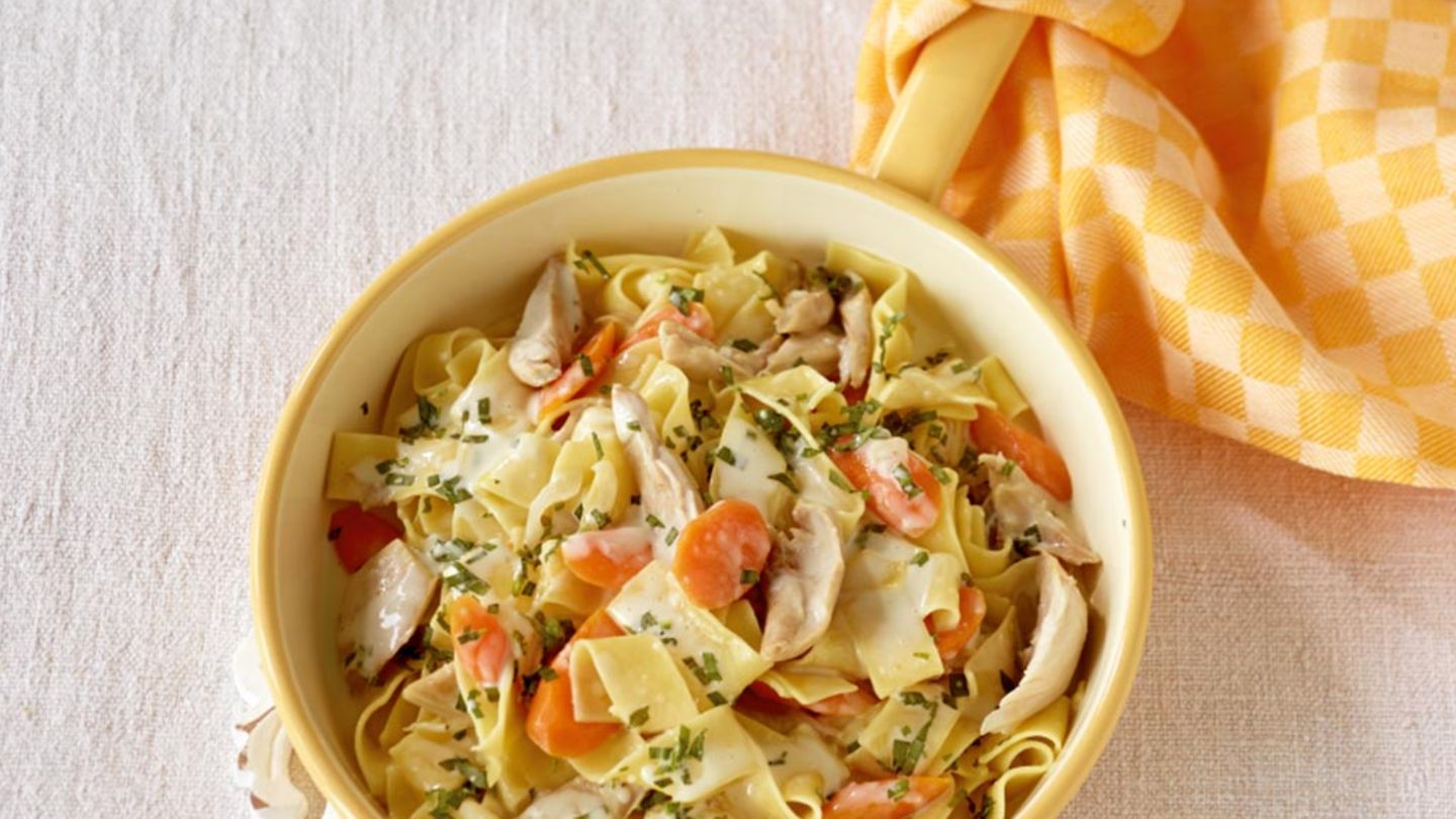 Hähnchen-Pasta au Vin Rezept