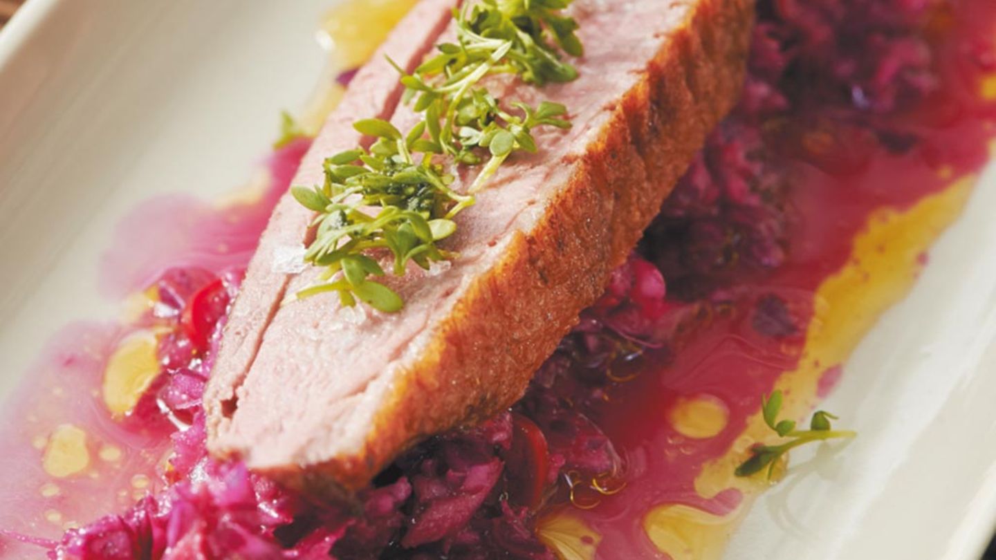 Rotkohlsalat mit Entenbrust Rezept