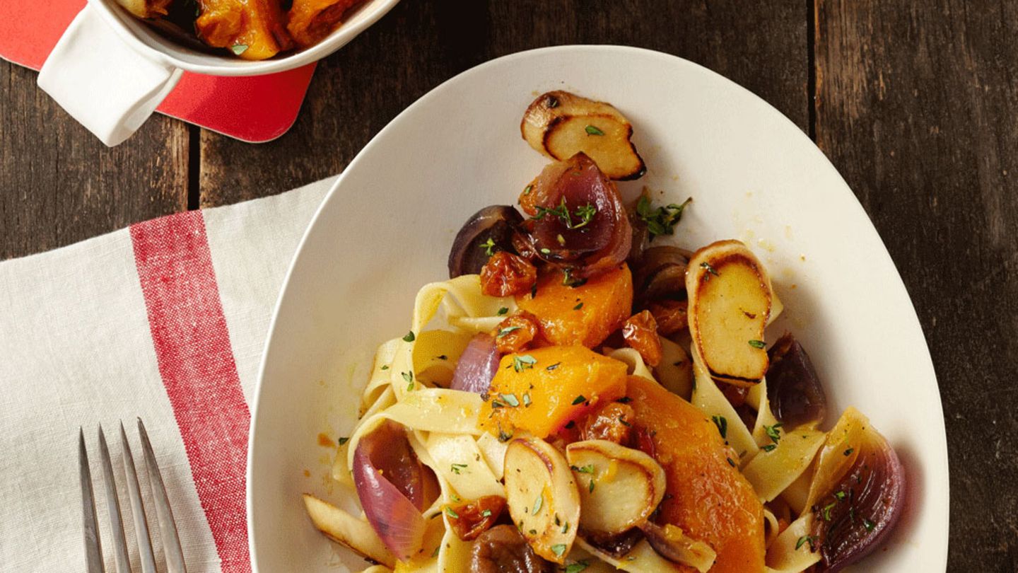 Fettuccine mit Kürbis und Maronen Rezept