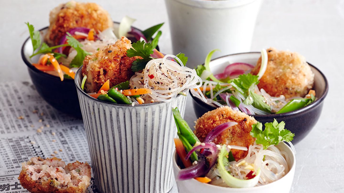 Garnelenbuletten mit Glasnudelsalat Rezept
