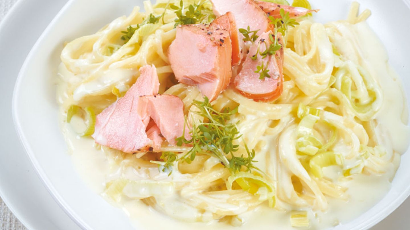 Lachs-Lauch-Linguine Rezept