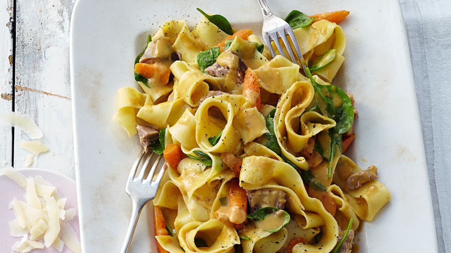 Pappardelle mit Kalbshaxenragout in Zitronensauce Rezept