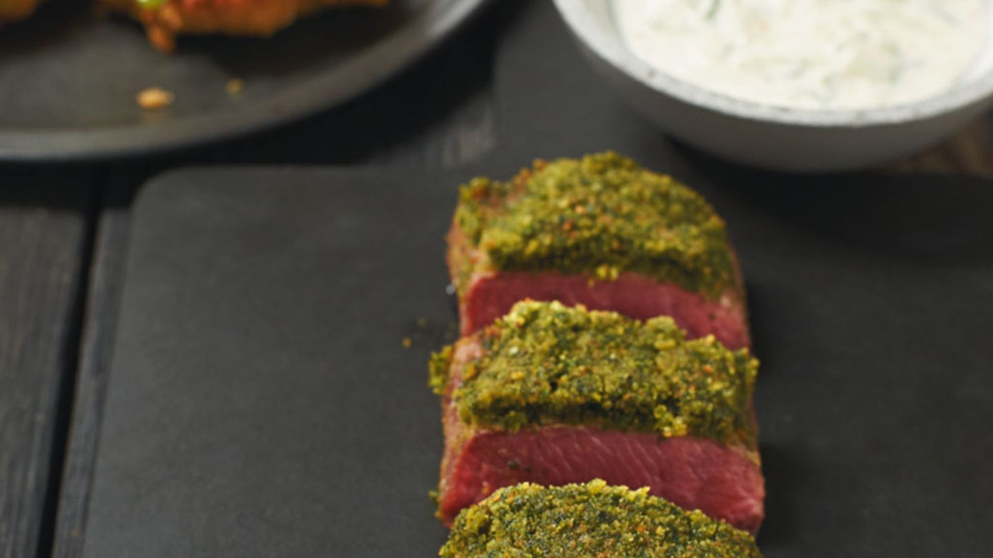 Kräuterlamm und Kichererbsenpuffer Rezept - [ESSEN UND TRINKEN]