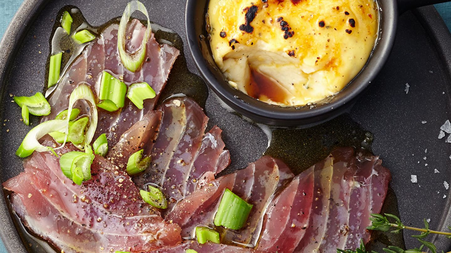 Thymian-Crema-Catalana mit Ceviche Rezept