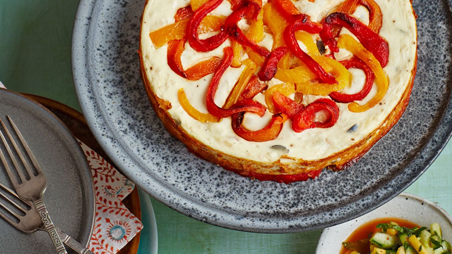 Ziegenkäsekuchen mit Paprika Rezept