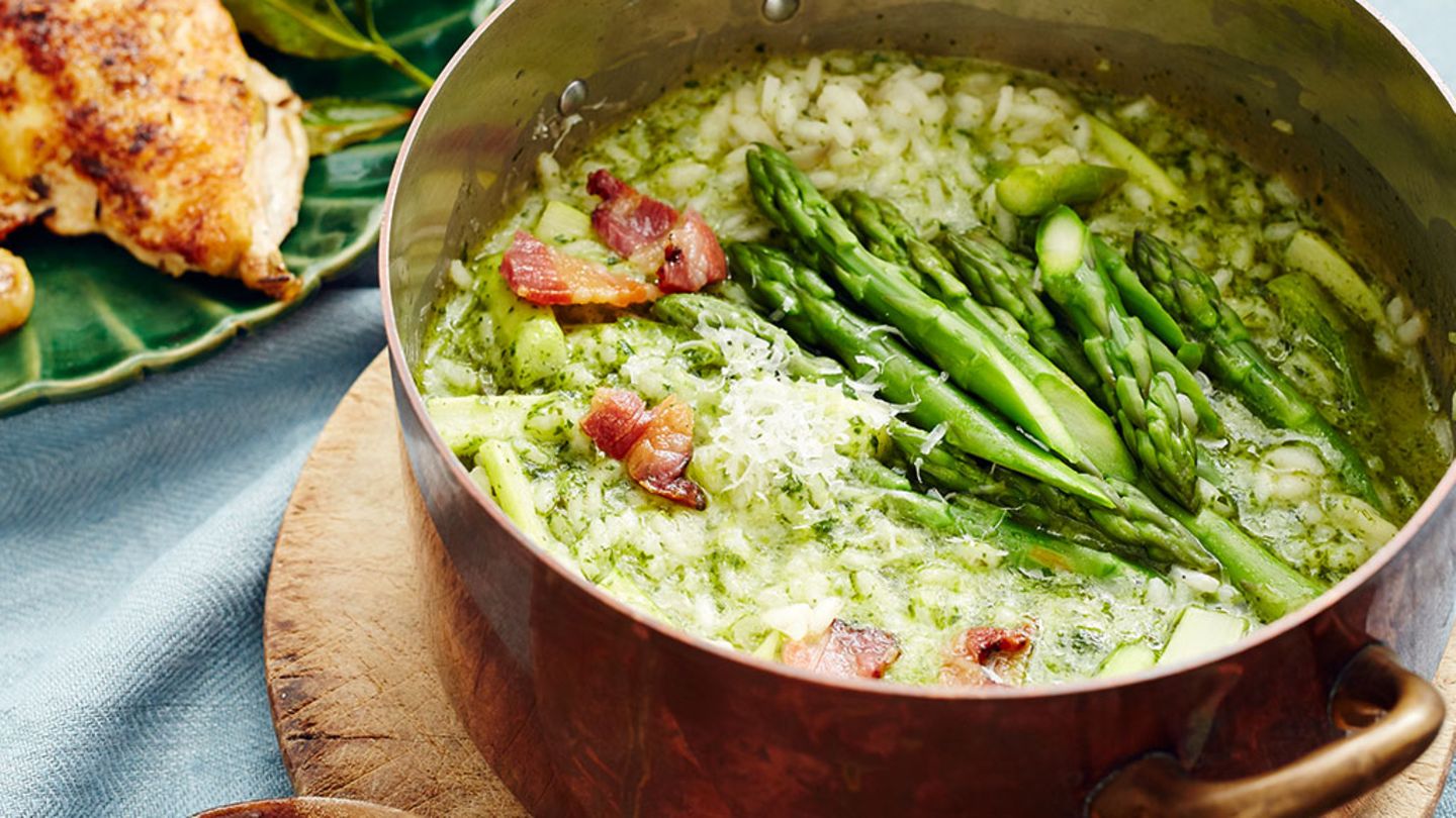Spargel-Risotto mit Perlhuhnbrust Rezept