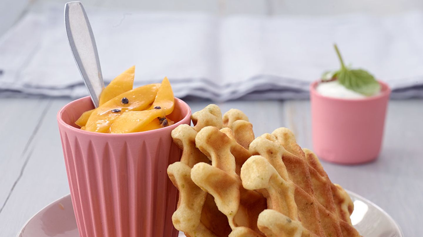 Chai-Waffeln mit Mangosalat Rezept