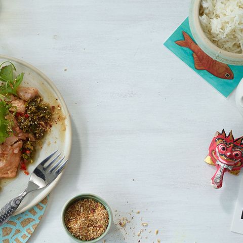 Asia-Lachs mit Koriander-Tapenade