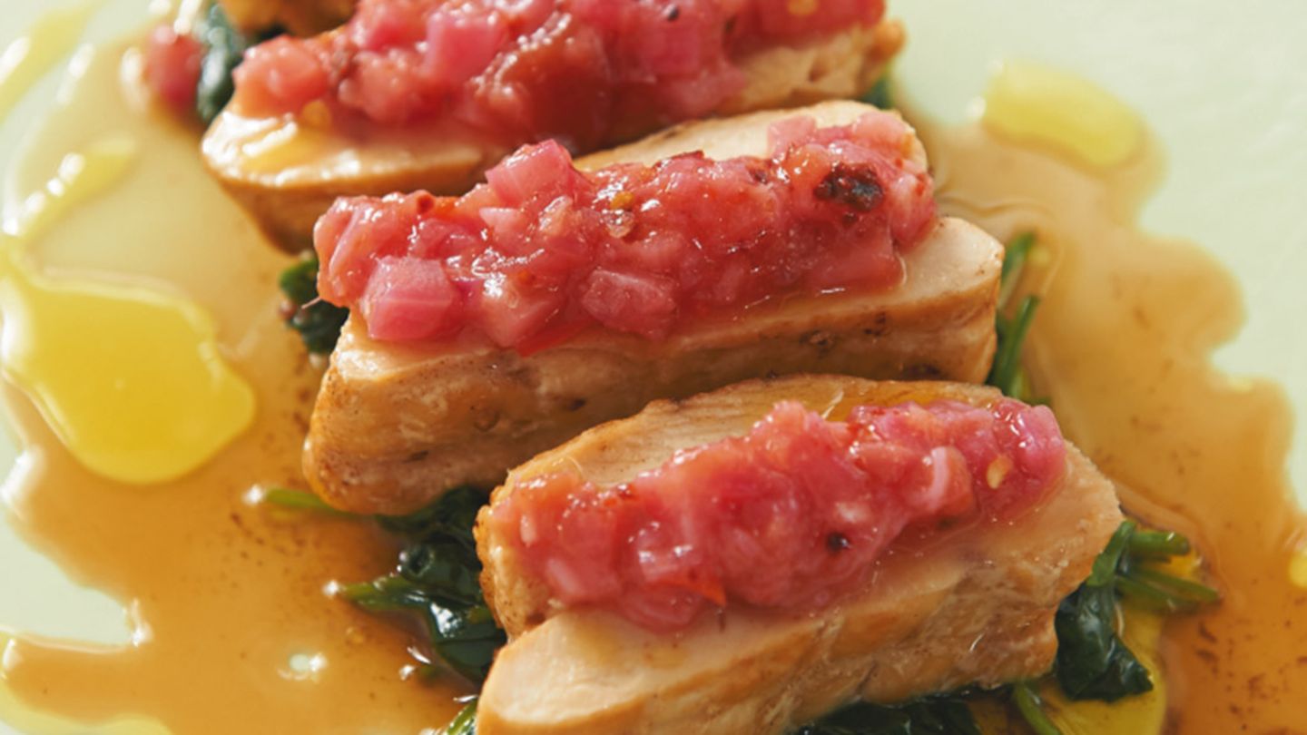 Hähnchenbrust mit Rhabarber Rezept