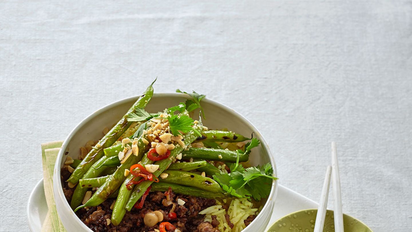 Curryreis mit Hack und Bohnen Rezept