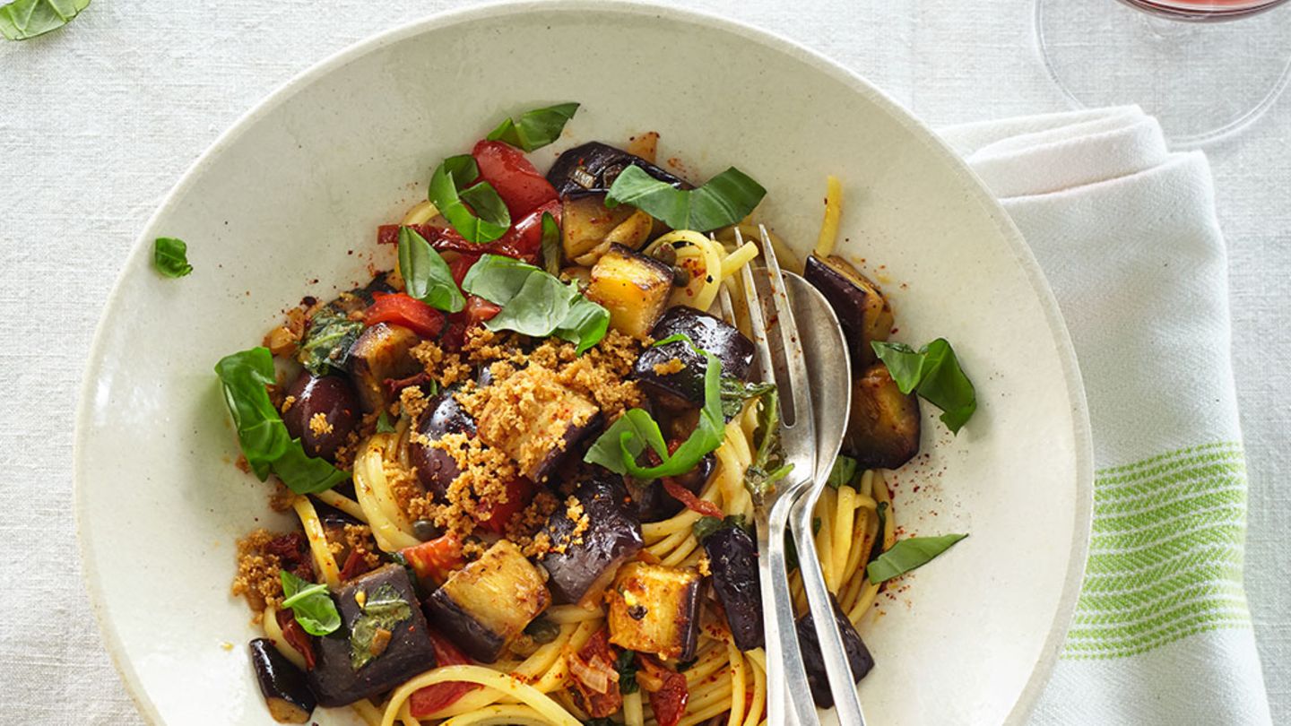 Linguine mit Auberginen Rezept