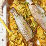 Forelle auf Zucchini-Kartoffeln