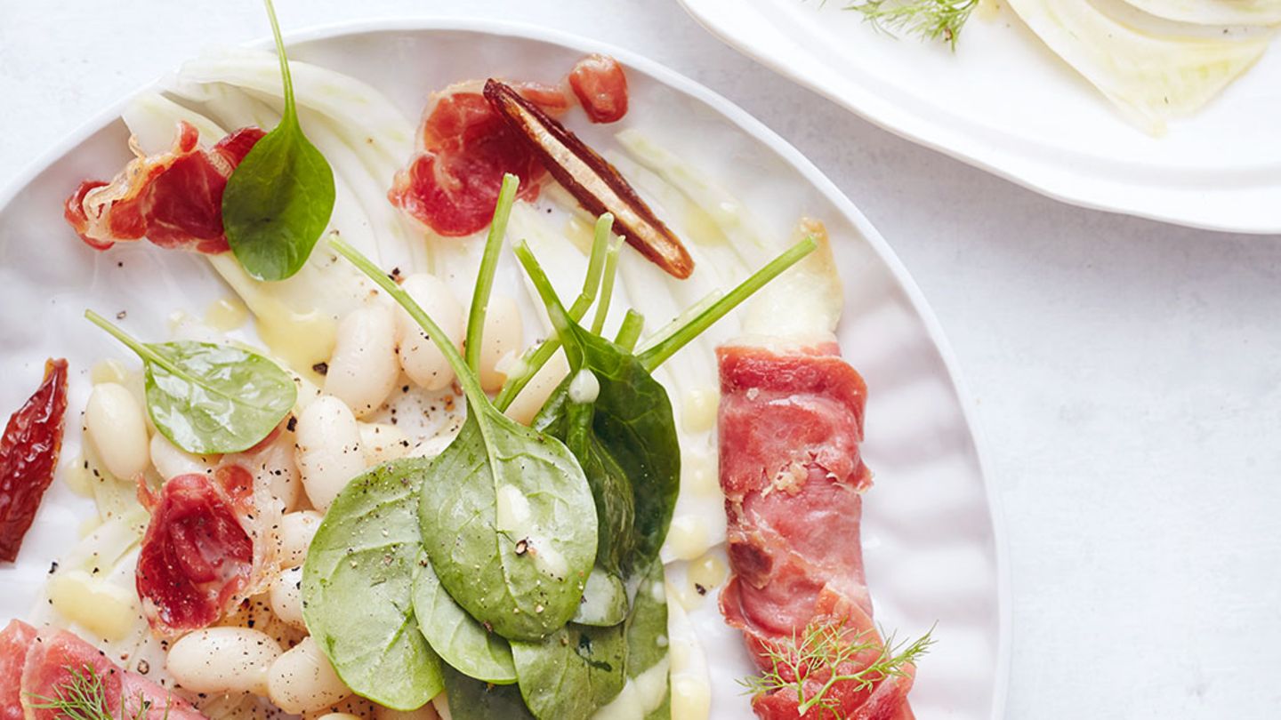 Bohnensalat mit Schinkenpäckchen Rezept
