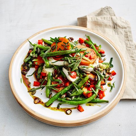 Gebratene Süßkartoffeln mit Mozzarella und Kernöl