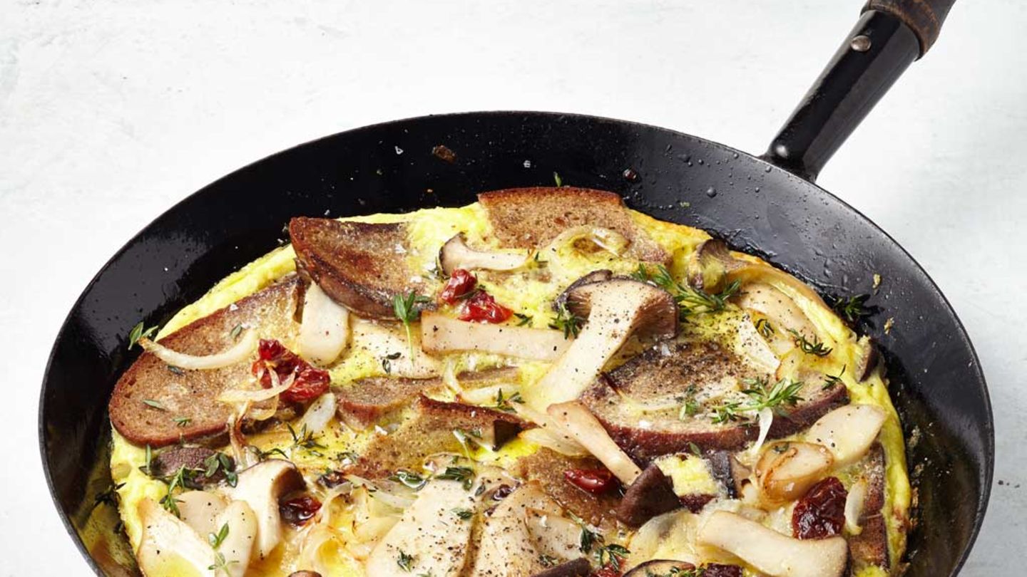 Brot-Omelette mit Pilzen Rezept