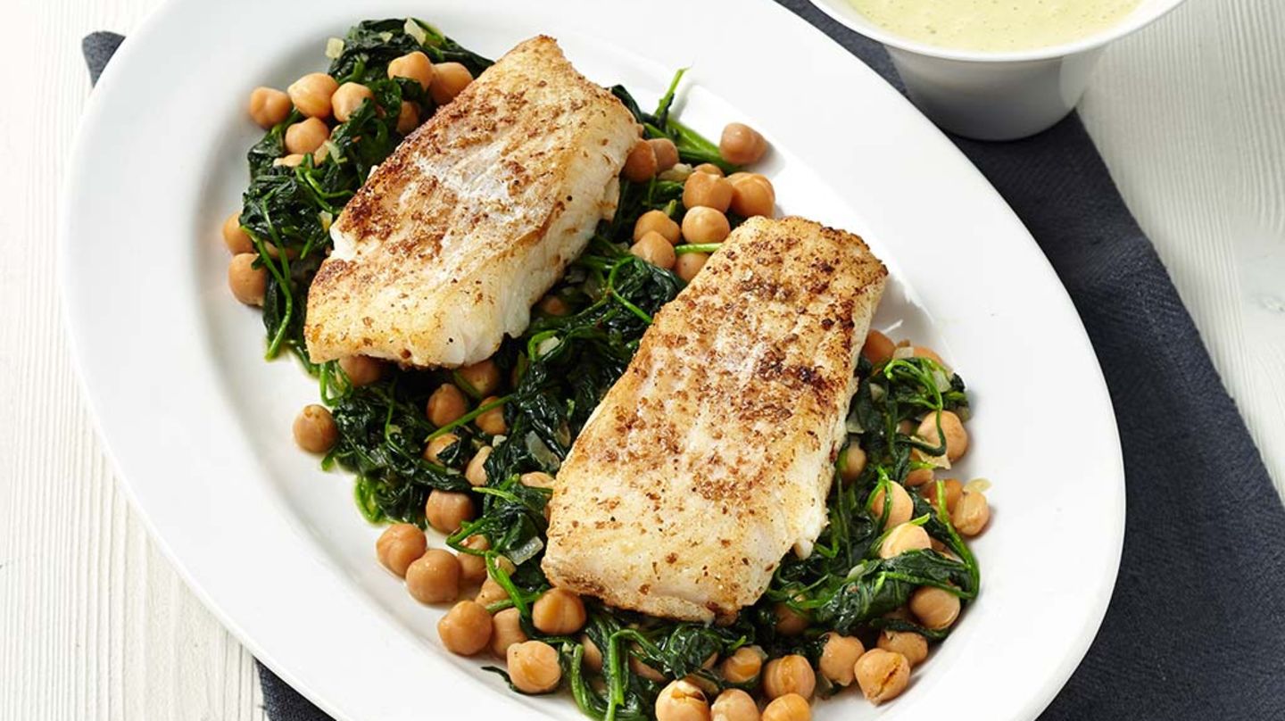 Skrei auf Kichererbsenspinat Rezept
