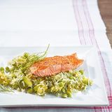 Gemüsereis mit Lachsfilet