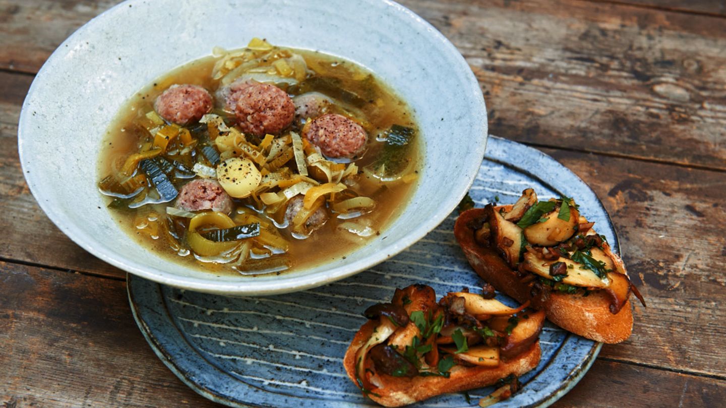Lauchsuppe mit Pilz-Crostini Rezept