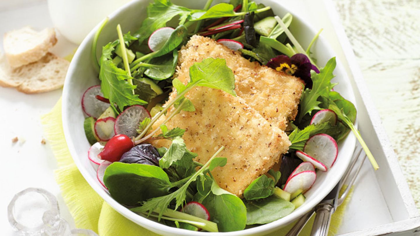 Gebratener Feta mit Wildkräutersalat Rezept