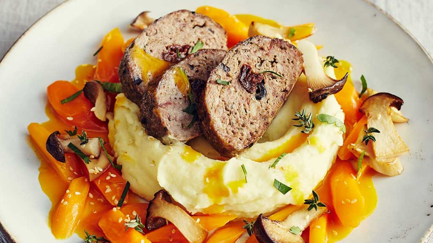 Kartoffelpüree, Möhrengemüse und gebratene Kräuterseitlinge Rezept