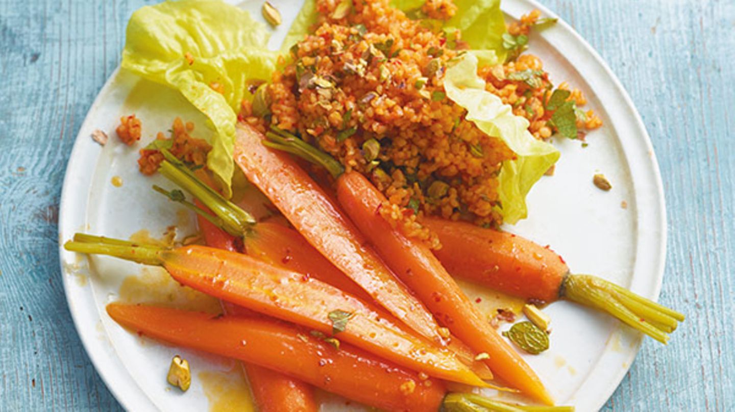 Honigmöhren mit Bulgursalat Rezept