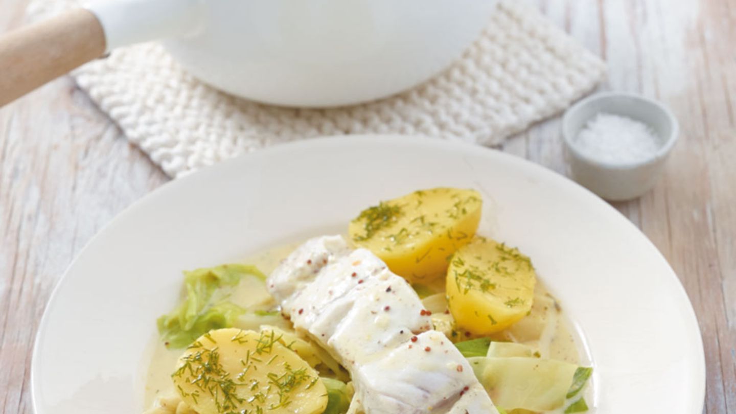 Seelachs mit Senfrahm-Spitzkohl Rezept