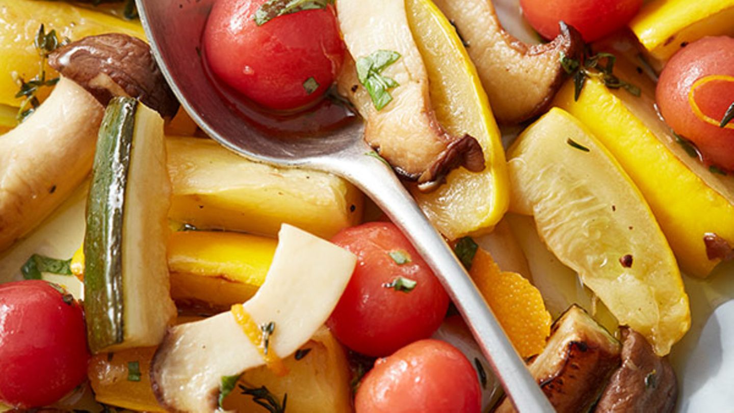 Süsssaure Zucchini und Kräuterseitlinge Rezept