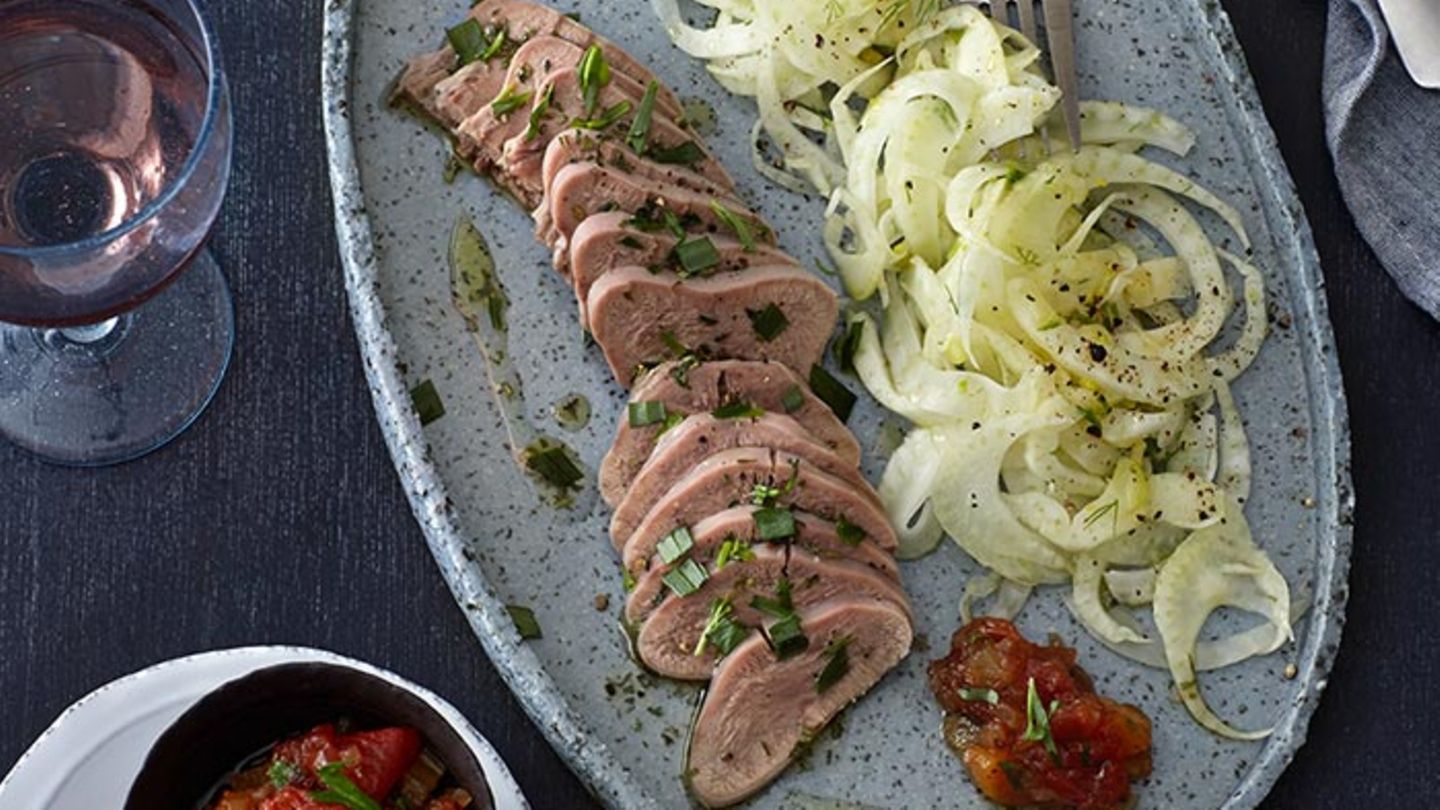 Kalbszungensalat mit Fenchel und Estragon Rezept