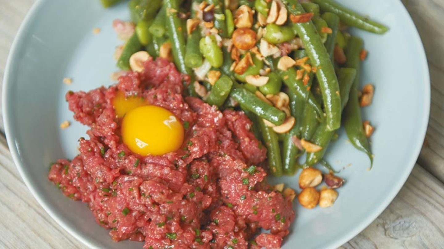Bohnensalat mit Rindertatar Rezept
