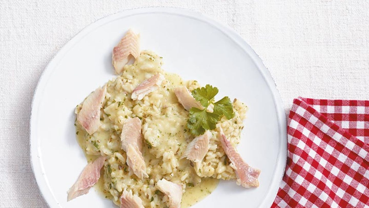 Kräuter-Risotto mit geräucherter Forelle Rezept
