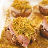 Champignons mit Frischkäsefüllung und Schinken