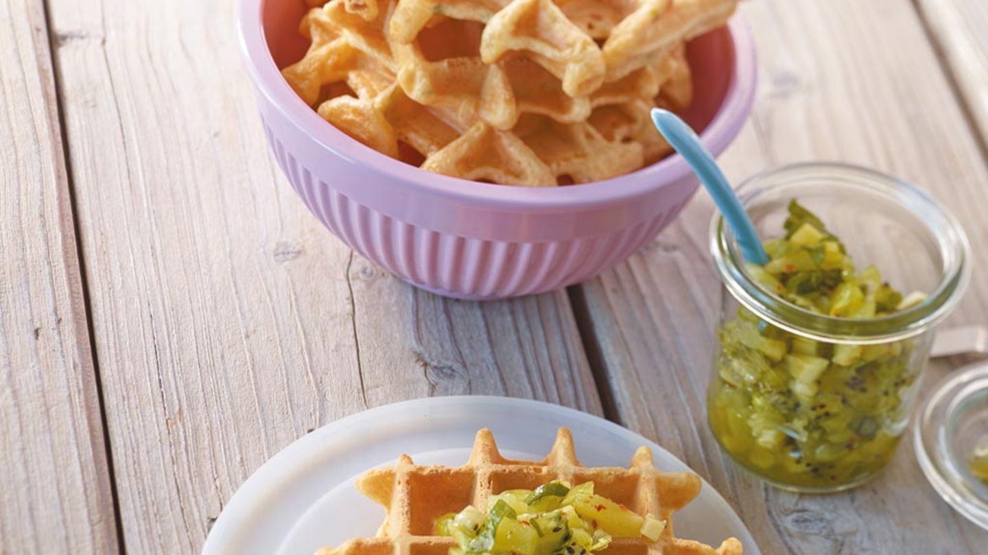 Käse-Waffeln mit Kiwi-Salsa Rezept