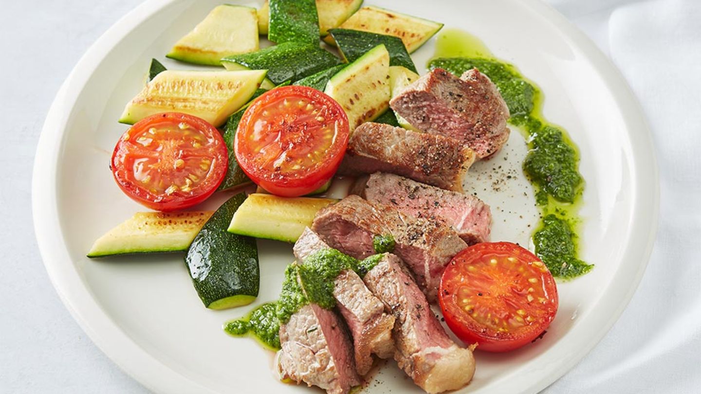 Steak mit Pesto und Gemüse Rezept