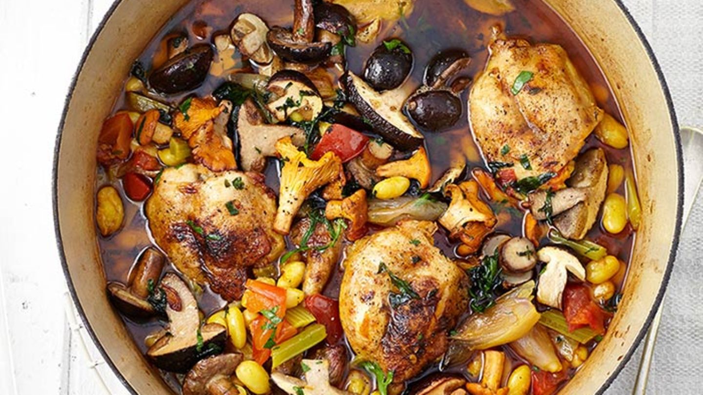 Kaninchen mit Maronen und Pfifferlingen Rezept