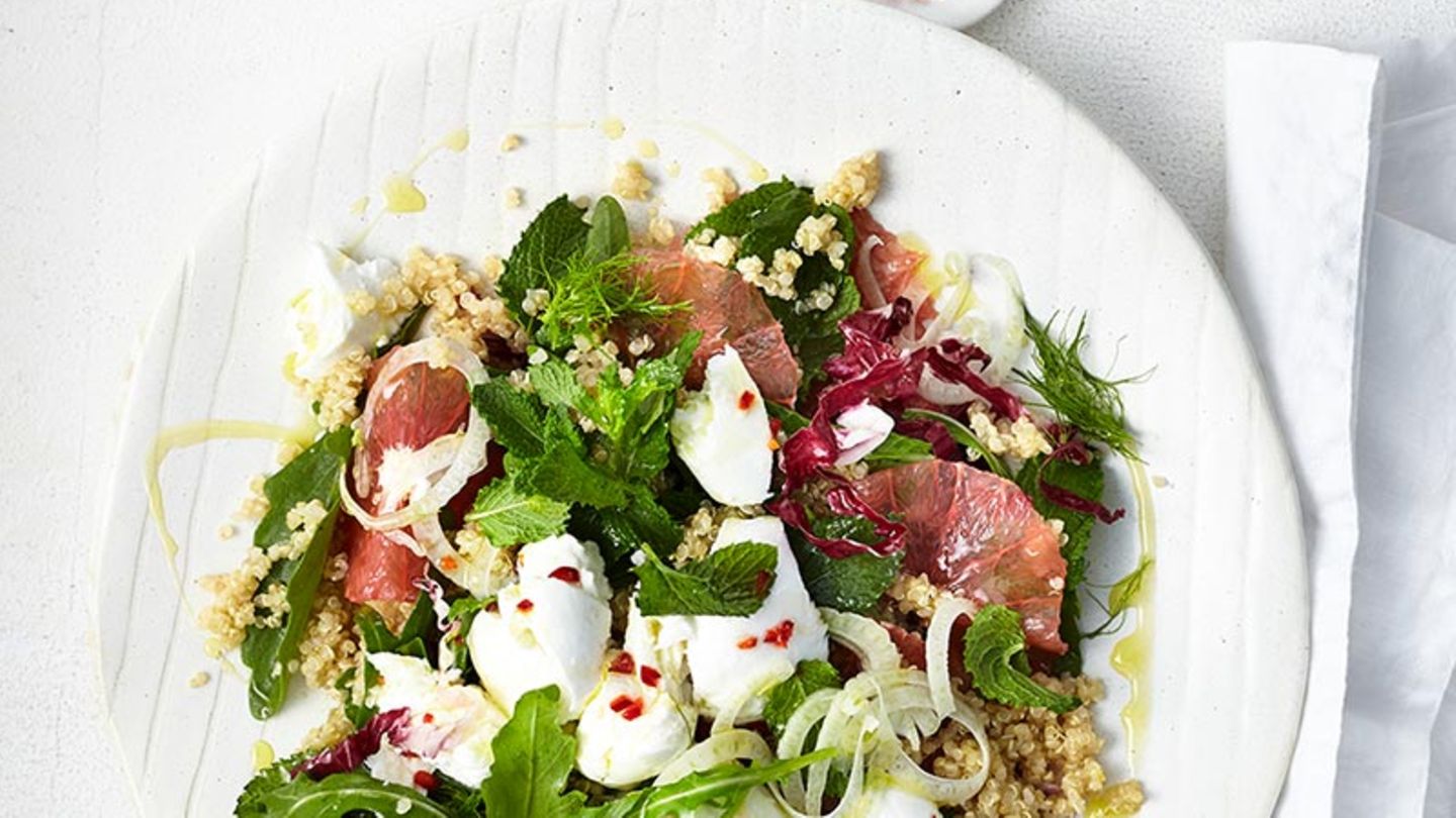 Quinoasalat mit Grapefruit, Mozzarella und Fenchel Rezept