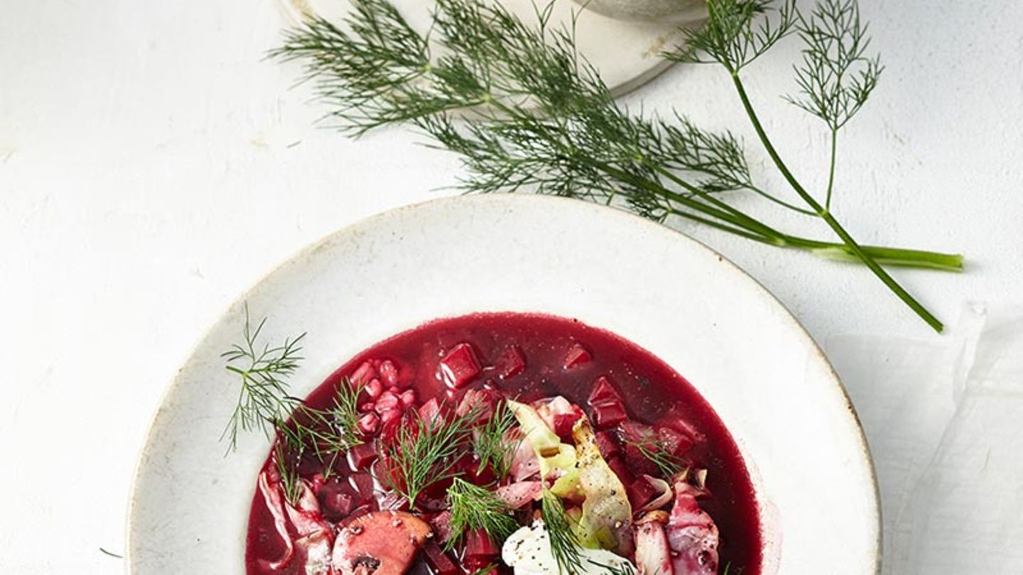 Borschtsch mit Gerstengraupen und Salzzitrone Rezept