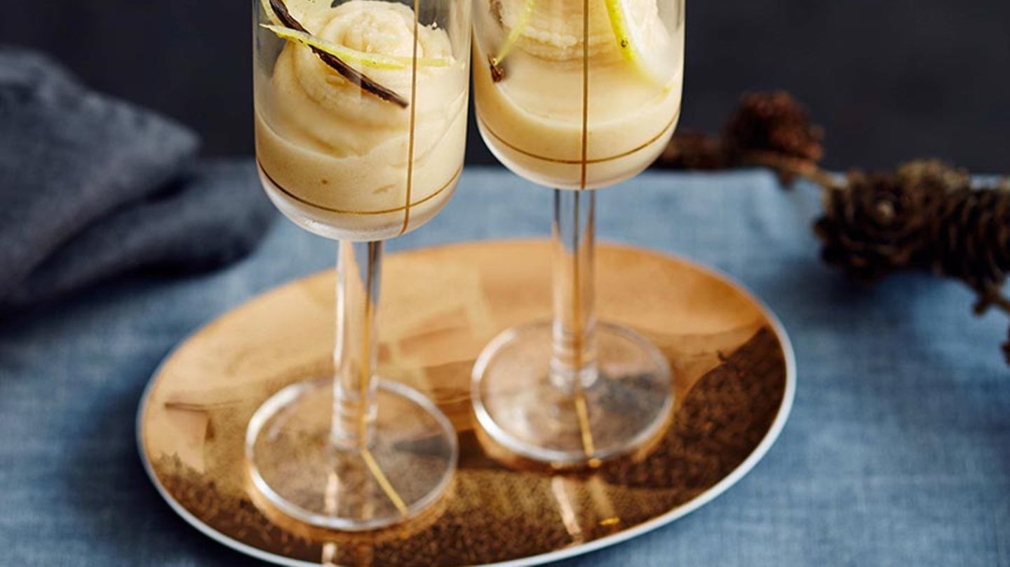 Bratbirnen-Sorbet mit Kalter Ente Rezept