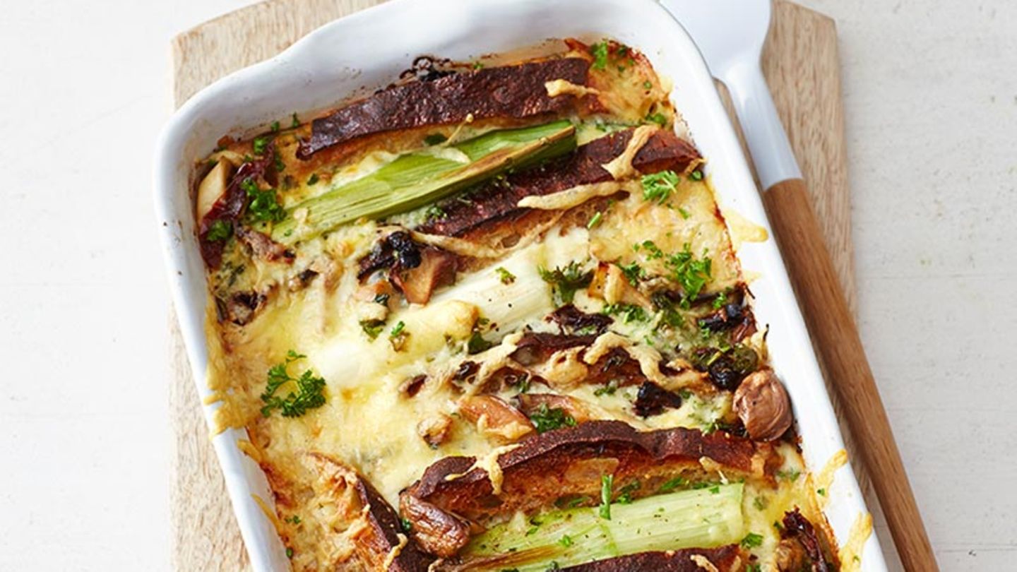 Brotauflauf mit Lauch und Bergkäse Rezept