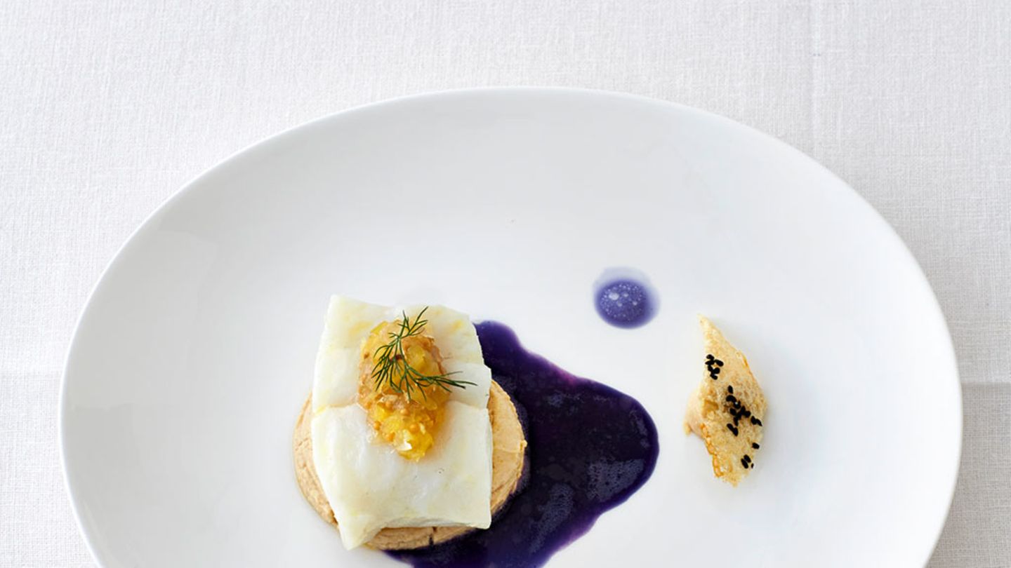 Konfierter Steinbutt mit Blaukrautsaft Rezept