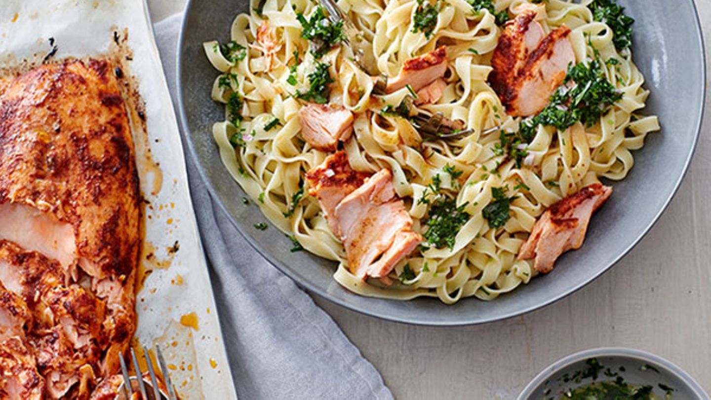 Ofenlachs-Pasta Rezept