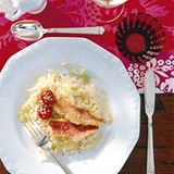 Rotbarben mit Risotto und Fenchel