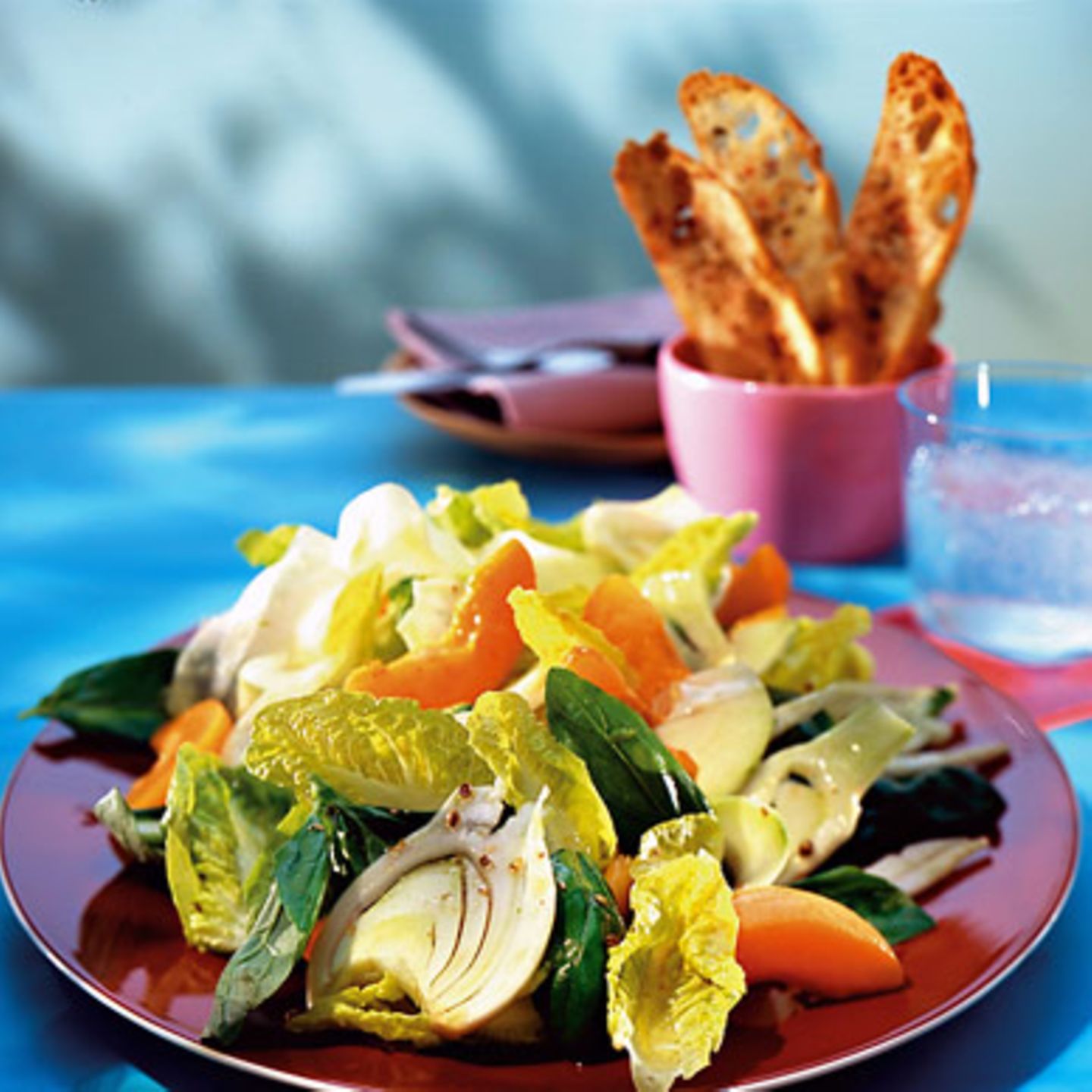 Frühlingssalat mit Aprikosen und Fenchel