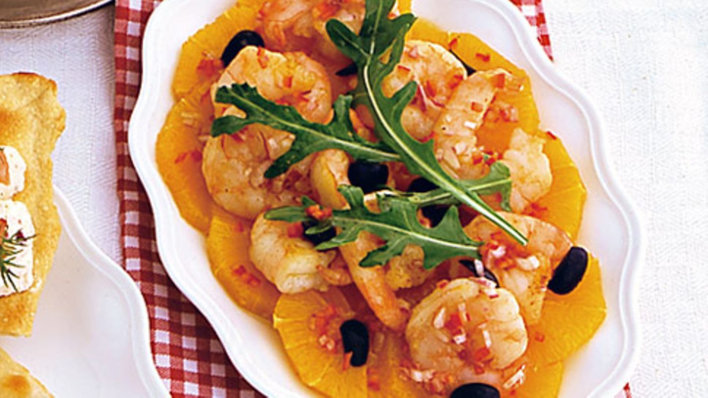 Orangensalat mit Garnelen Rezept