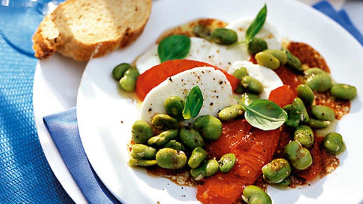 Caprese mit dicken Bohnen Rezept
