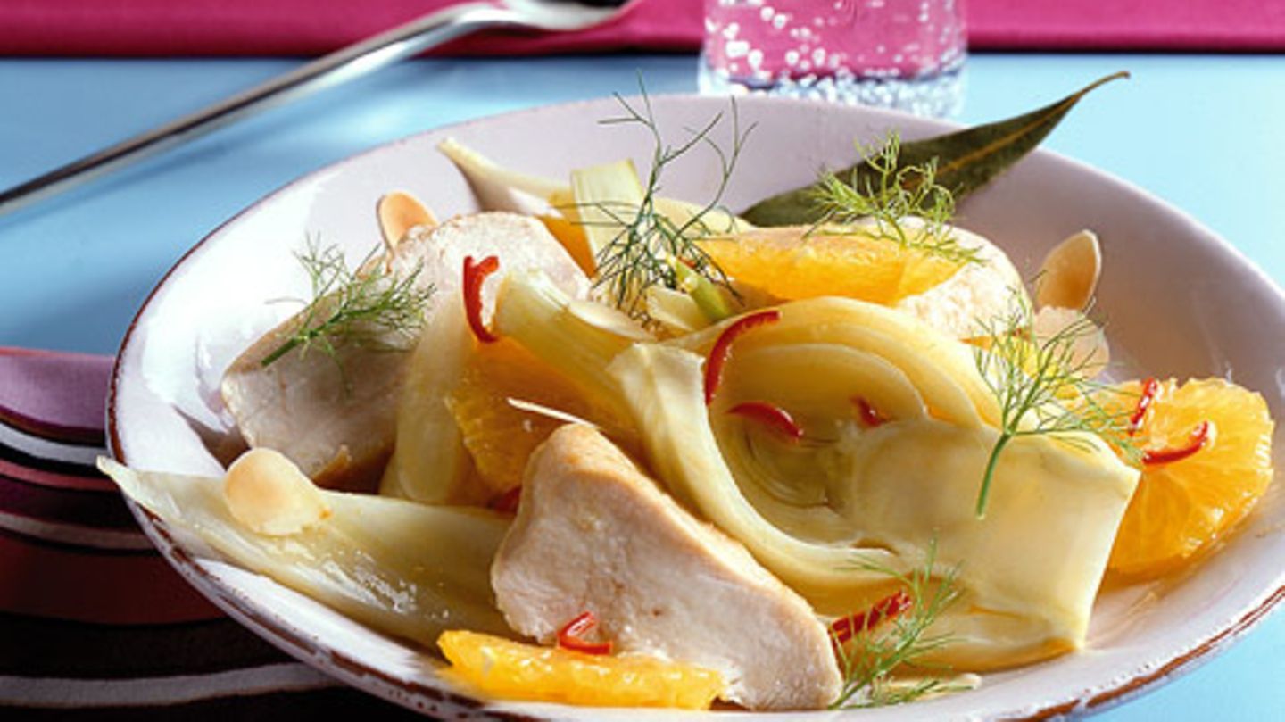 Orangen Fenchel Gemuse Mit Poulardenbrust Rezept Essen Und Trinken