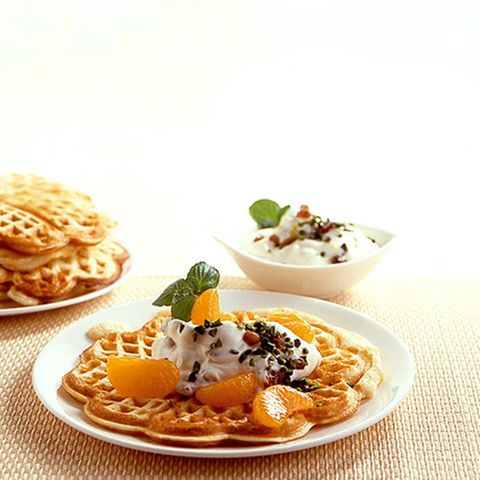 Honig-Zitronen-Frischkäse mit Waffeln